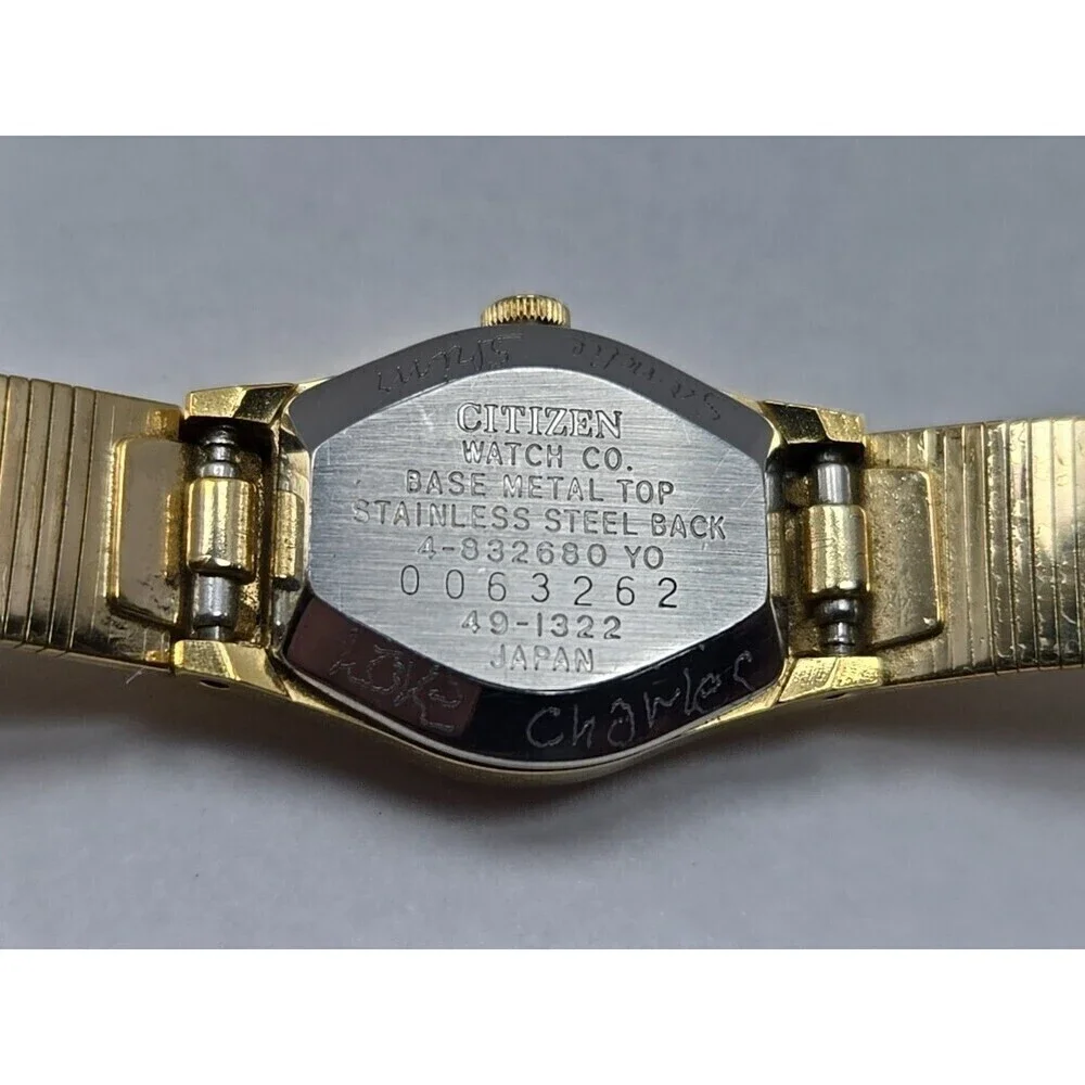 Womens Citizen Quartz Gold Toned Watch Classic Cushion New Battery Vintage Era